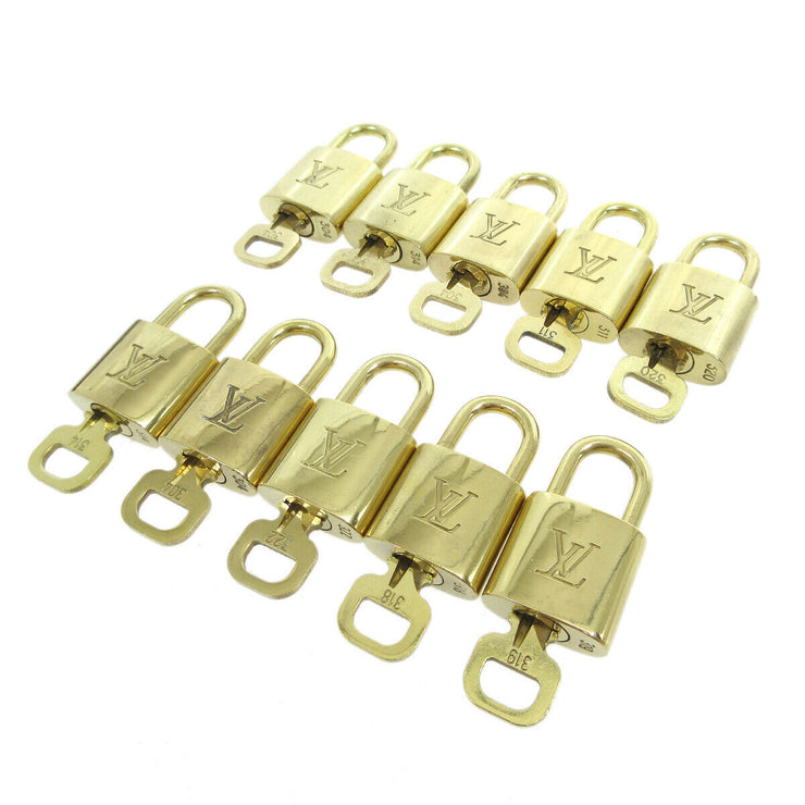 LOUIS VUITTON Padlock & Key Bag Accessories Charm 10 Piece Set Gold 36214