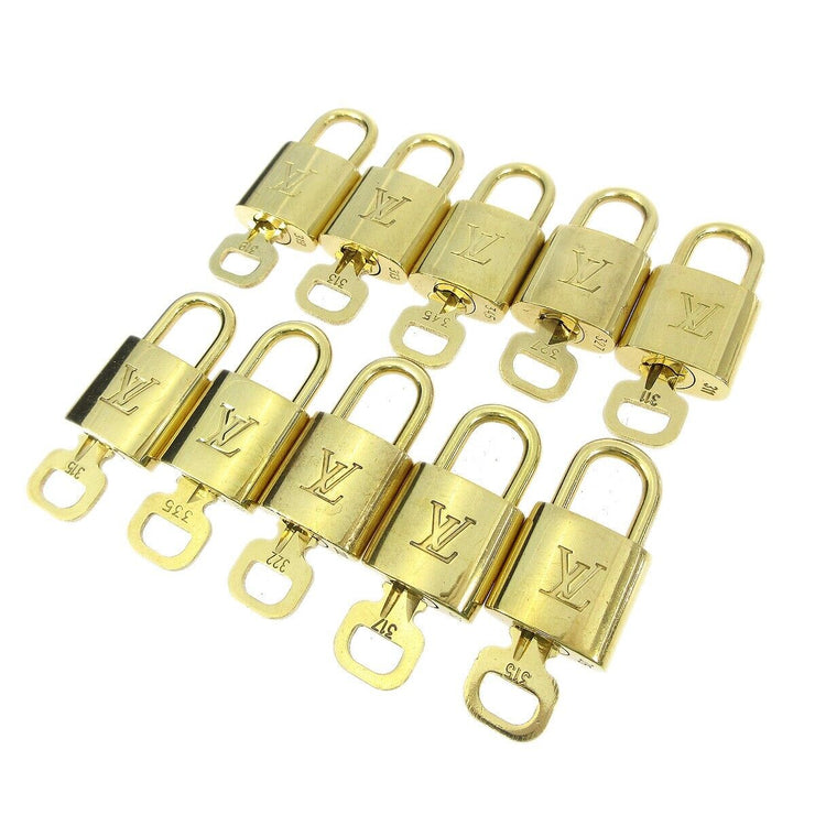 LOUIS VUITTON Padlock & Key Bag Accessories Charm 10 Piece Set Gold 11331