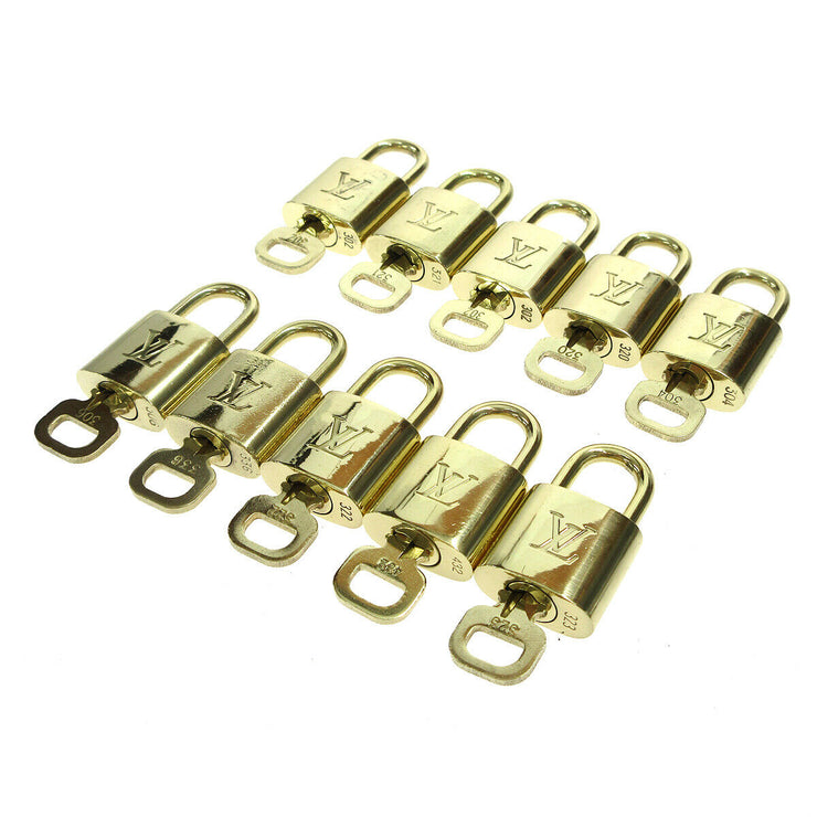 LOUIS VUITTON Padlock & Key Bag Accessories Charm 10 Piece Set Gold 71807