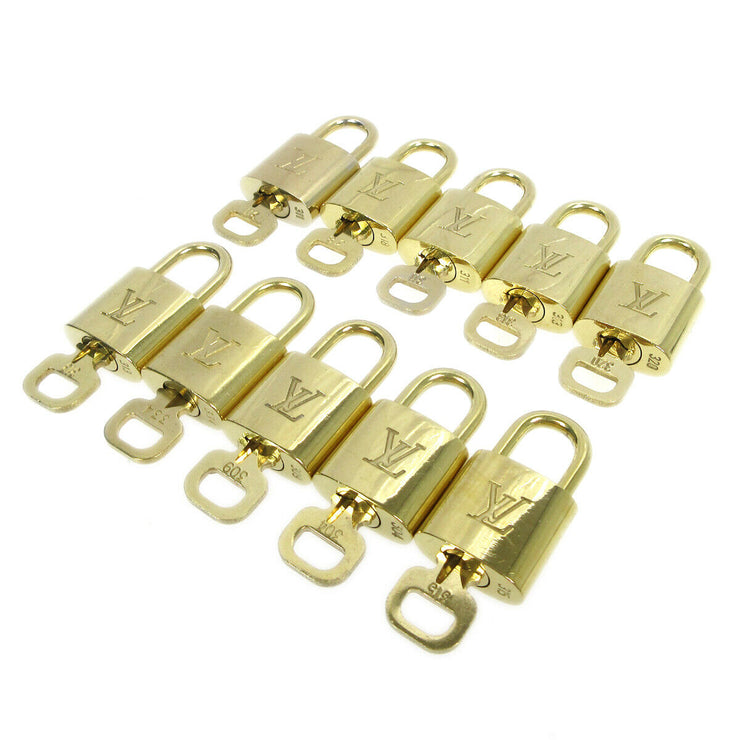 LOUIS VUITTON Padlock & Key Bag Accessories Charm 10 Piece Set Gold 60726