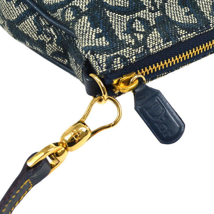 Christian Dior Trotter Pattern Saddle Hand Bag Pouch Navy 70668