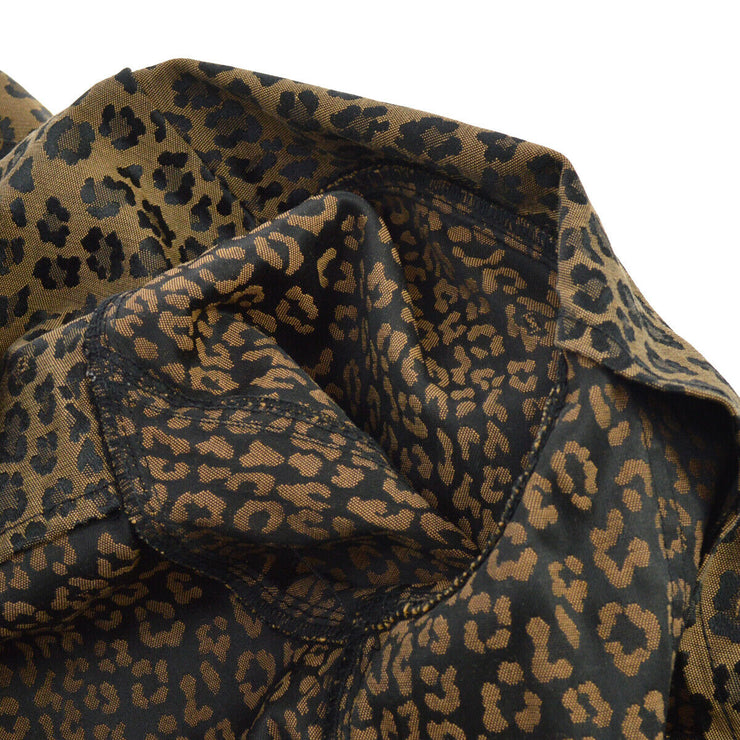FENDI Vintage Leopard Pattern Long Sleeve Jacket Brown Black AK31821j