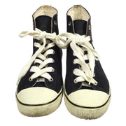 CHANEL CC Logos High Cut Sneakers String Shoes Black White AK25762e