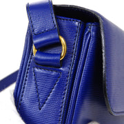CELINE Logo Ring Cross Body Shoulder Bag DM94* Purse Blue Leather  05329