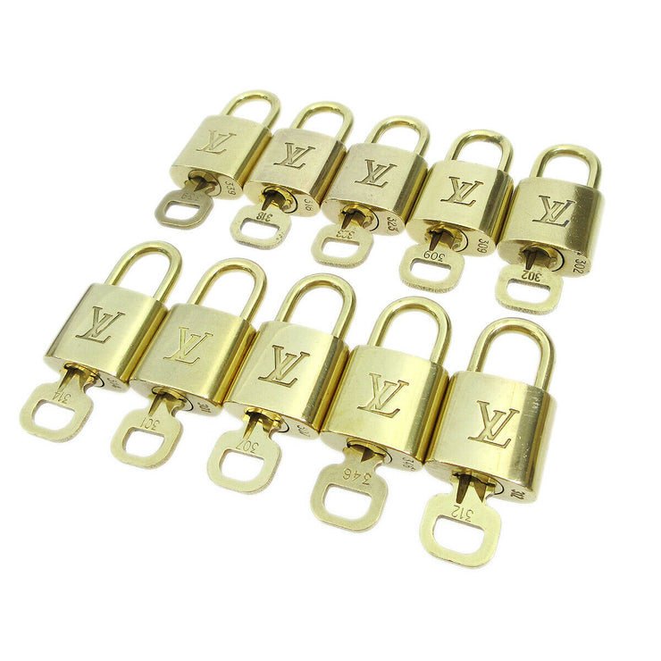 LOUIS VUITTON Padlock & Key Bag Accessories Charm 10 Piece Set Gold 60546