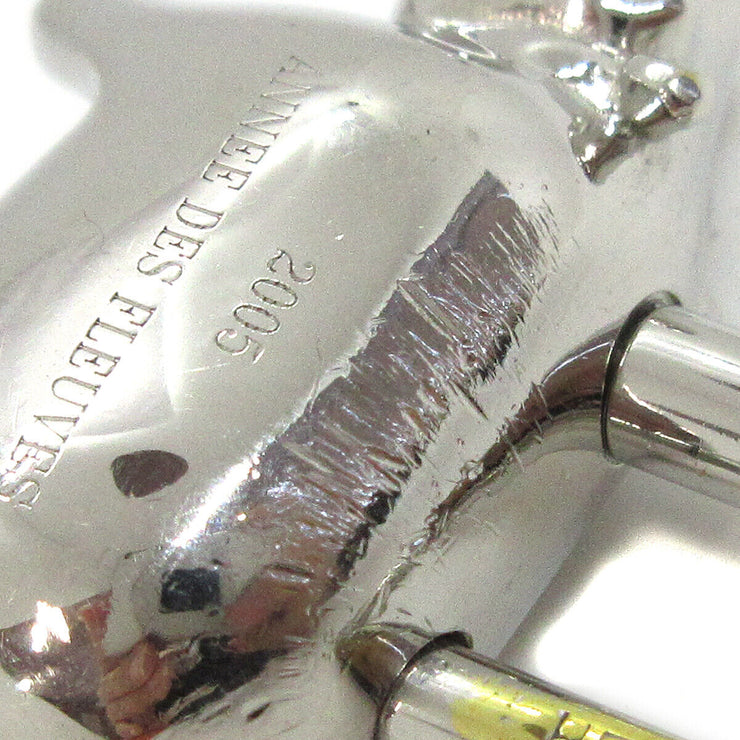 HERMES 2005 Limited Hippopotamus Motif Cadena Lock Bag Charm Silver 72840