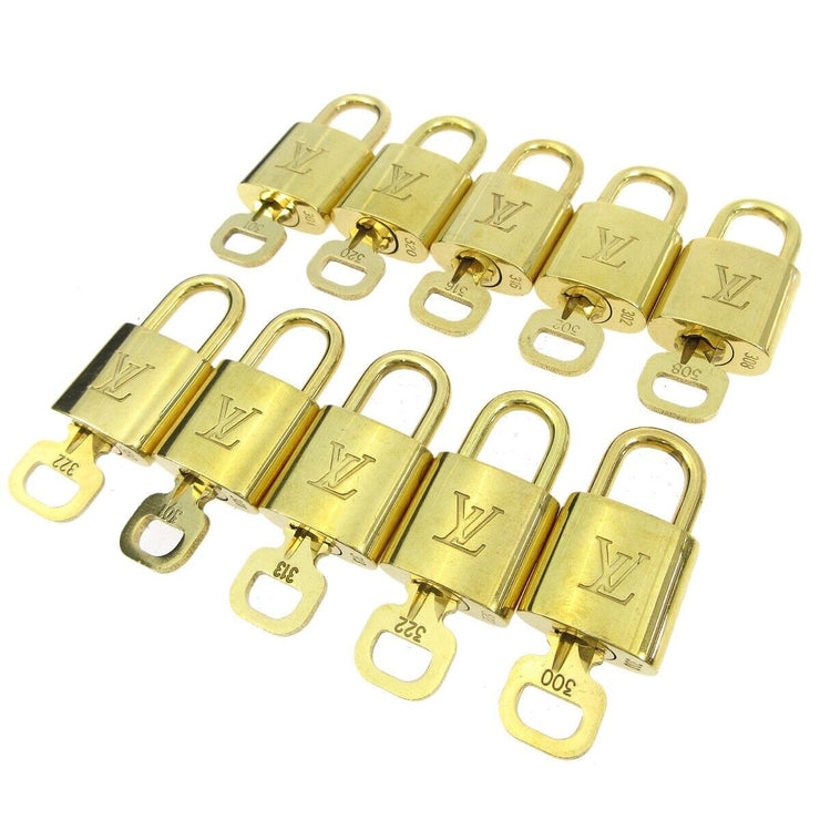 LOUIS VUITTON Padlock & Key Bag Accessories Charm 10 Piece Set Gold 42425