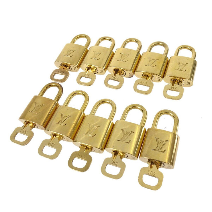 LOUIS VUITTON Padlock & Key Bag Accessories Charm 10 Piece Set Gold 50760