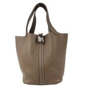 Hermes Picotin Lock PM Handbag Purse Etoupe Gray Taurillon Clemence VP▢P▣ 78277