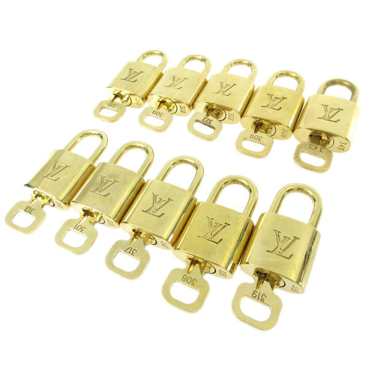 LOUIS VUITTON Padlock & Key Bag Accessories Charm 10 Piece Set Gold 11335