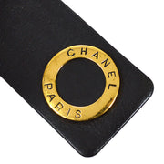 CHANEL Chain Motif Buckle Belt Black Gold Lambskin 93A 75/30  00482