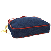 CHANEL Quilted CC Belt Waist Bum Bag Red Denim Leather 1743698 Purse 00954