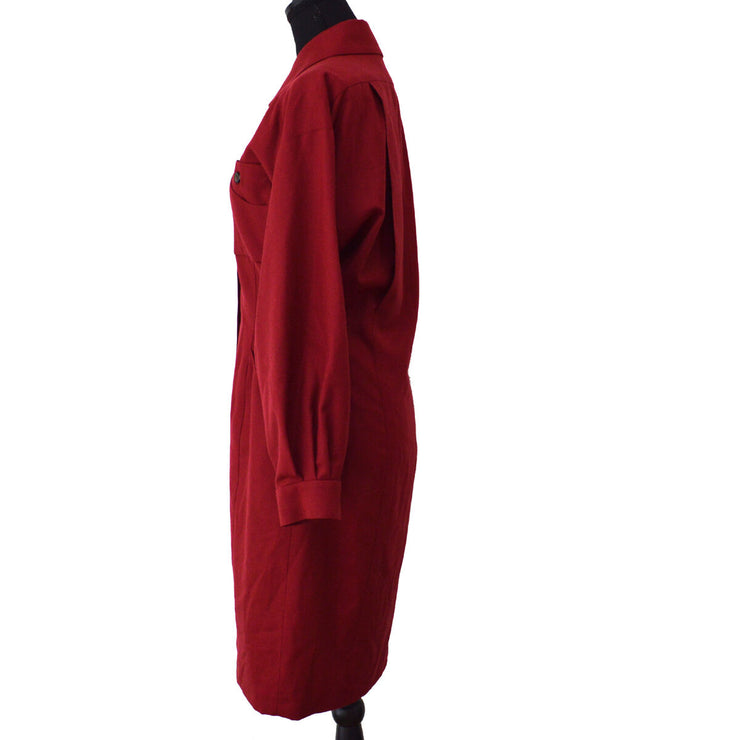 HERMES Logos Long Sleeve Jacket Bordeaux 100% Wool #38 AK34109e