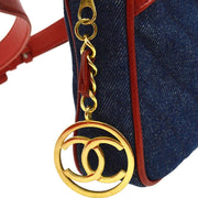 CHANEL Quilted CC Belt Waist Bum Bag Red Denim Leather 1743698 Purse 00954