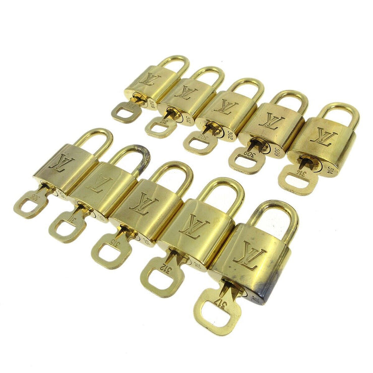 LOUIS VUITTON Padlock & Key Bag Accessories Charm 10 Piece Set Gold 20658