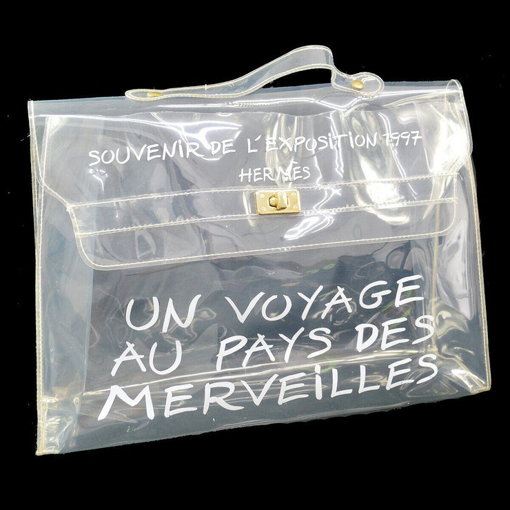 HERMES Vinyl Kelly 40 Hand Beach Bag SOUVENIR DE L'EXPOSITION