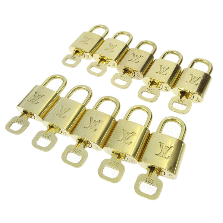 LOUIS VUITTON Padlock & Key Bag Accessories Charm 10 Piece Set Gold 61138