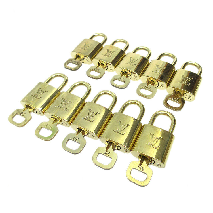 LOUIS VUITTON Padlock & Key Bag Accessories Charm 10 Piece Set Gold 71977