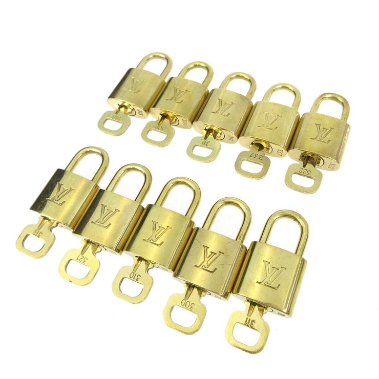 LOUIS VUITTON Padlock & Key Bag Accessories Charm 10 Piece Set Gold 21248