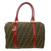 FENDI Zucca Pattern 2way Duffle Hand Bag Brown Red 72996