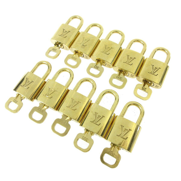 LOUIS VUITTON Padlock & Key Bag Accessories Charm 10 Piece Set Gold 42423
