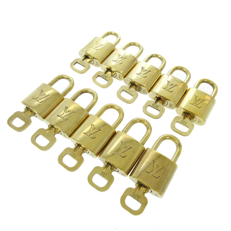 LOUIS VUITTON Padlock & Key Bag Accessories Charm 10 Piece Set Gold 42261