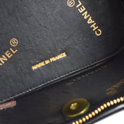 CHANEL Heart Mirror Cosmetic Vanity Handbag Purse Black Patent leather AK16670c