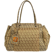 FENDI Zucchino Hand Tote Bag Beige Nylon Leather 2211 SRN174 WT0079 58174