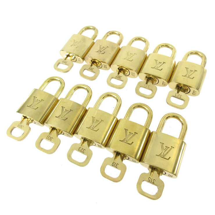 LOUIS VUITTON Padlock & Key Bag Accessories Charm 10 Piece Set Gold 21258