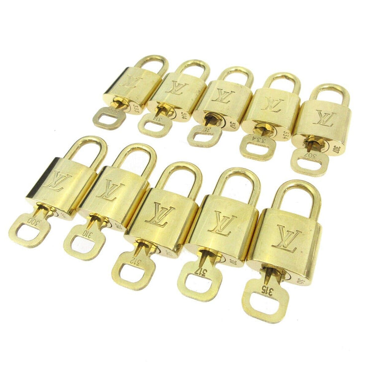 LOUIS VUITTON Padlock & Key Bag Accessories Charm 10 Piece Set Gold 51037