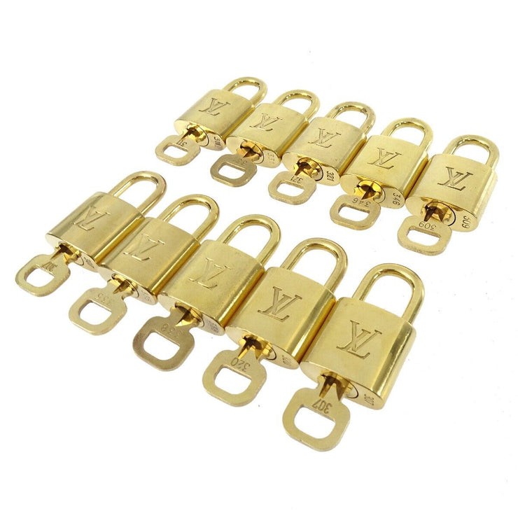 LOUIS VUITTON Padlock & Key Bag Accessories Charm 10 Piece Set Gold 50708