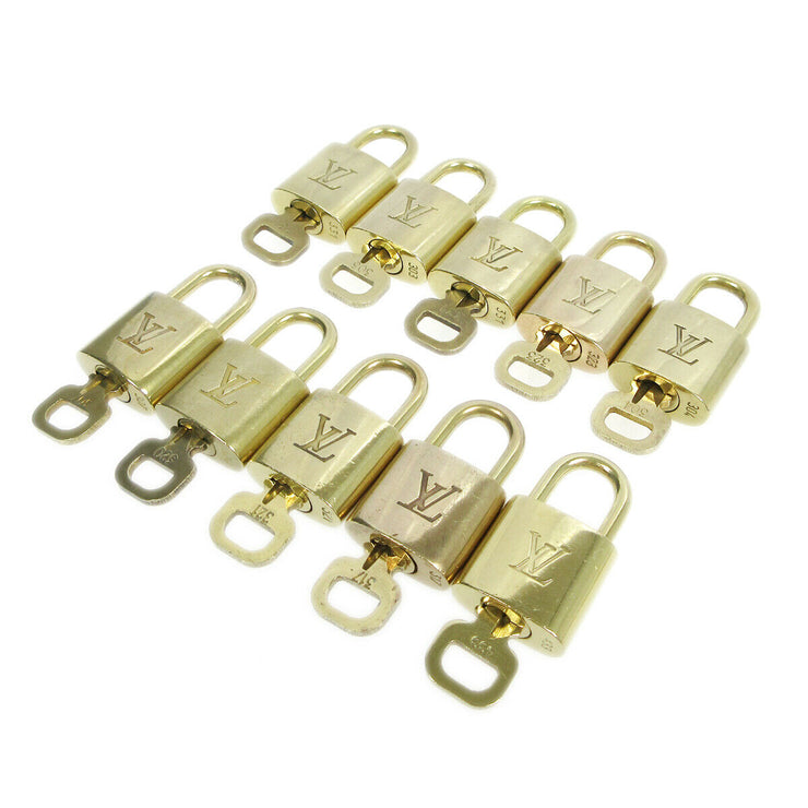 LOUIS VUITTON Padlock & Key Bag Accessories Charm 10 Piece Set Gold 90269