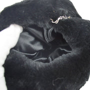 CHANEL Jumbo CC Arm Sleeve Chain Shoulder Bag Black Beads Fur NR12208d