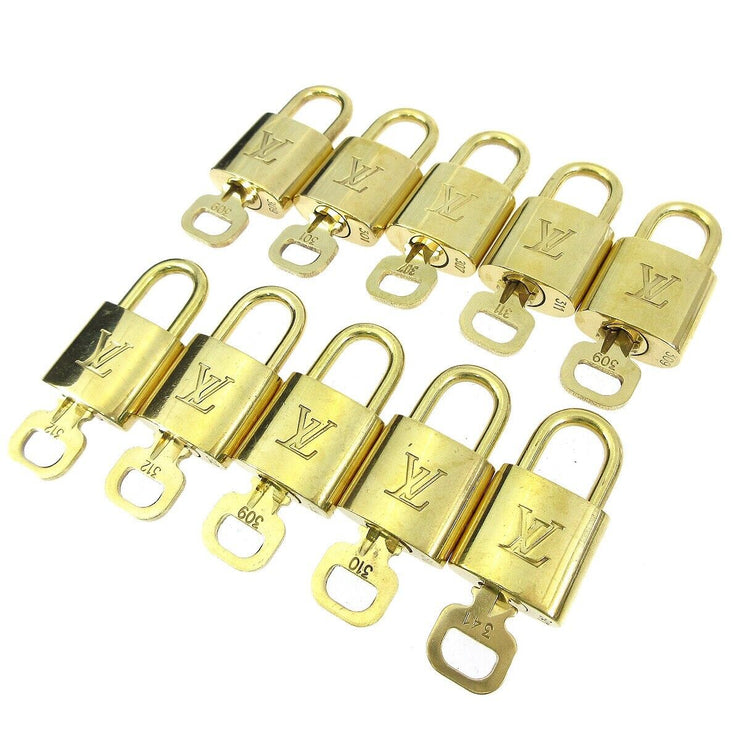 LOUIS VUITTON Padlock & Key Bag Accessories Charm 10 Piece Set Gold 11497