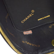 CHANEL Heart Mirror Cosmetic Vanity Handbag Purse Black Patent leather AK16670c