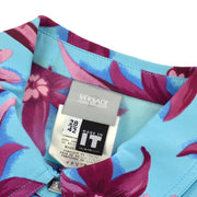 VERSACE Floral Short Sleeve One Piece Dress Light Blue Purple #42/28 AK38500h