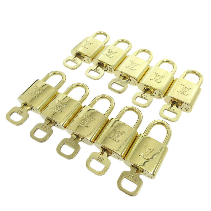 LOUIS VUITTON Padlock & Key Bag Accessories Charm 10 Piece Set Gold 35673