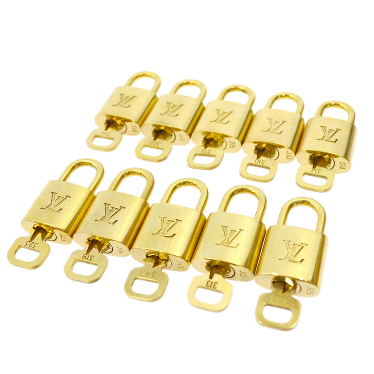 LOUIS VUITTON Padlock & Key Bag Accessories Charm 10 Piece Set Gold 81635