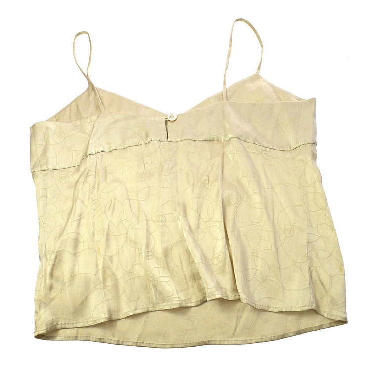 CHANEL 01P #38 CC Floral Sleeveless Camisole Tops Gold 05150