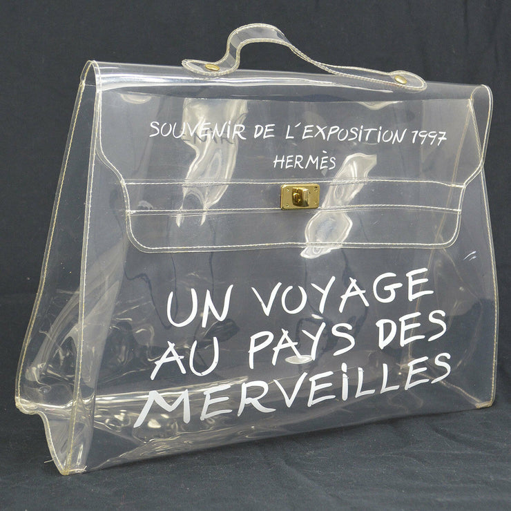 HERMES Vinyl Kelly Beach Hand Bag SOUVENIR DE L'EXPOSITION 1997 AK31368g