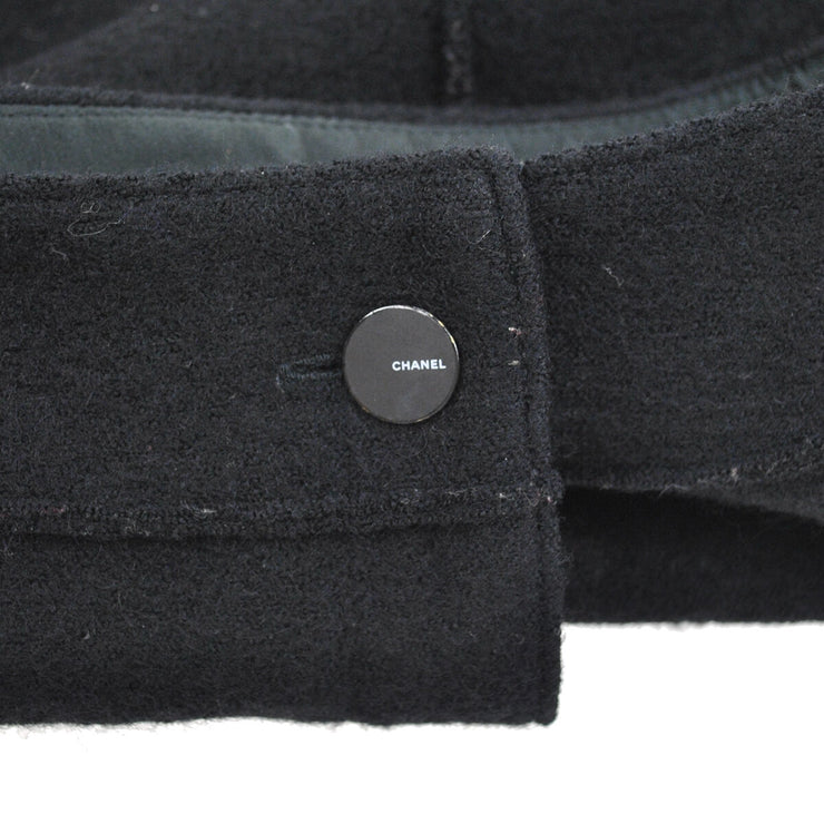 CHANEL CC Logos Button Long Skirt 100% Wool Black #40 France Y02153d