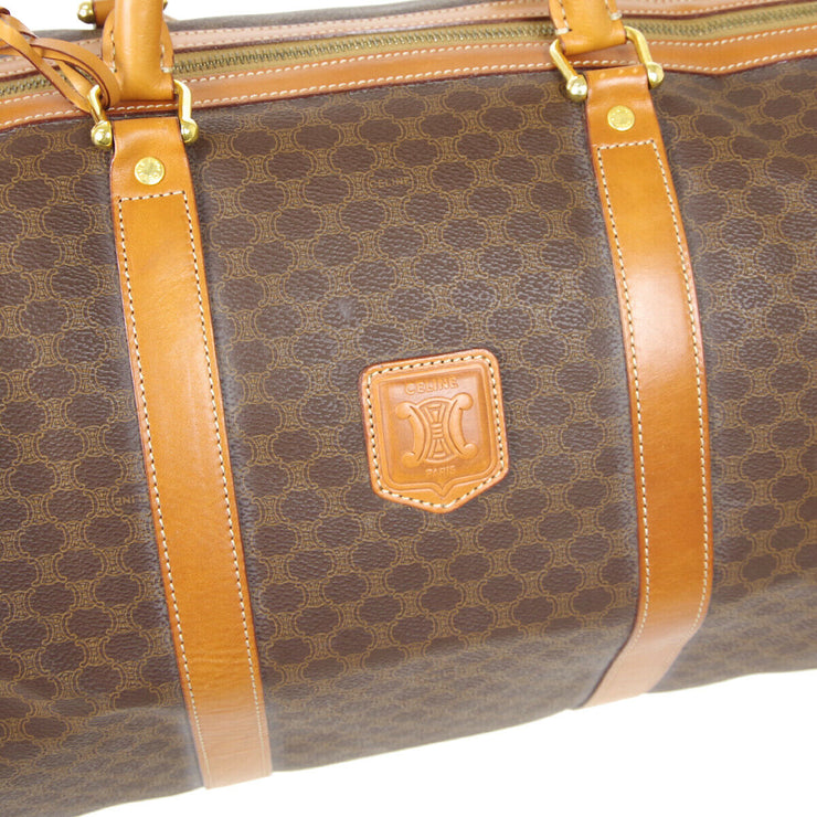 CELINE Macadam Pattern Travel Hand Bag Purse Brown PVC Leather 40294