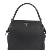 PRADA Logos Handbag Black Nylon BN0349 TESSUTO CHIC PIOMBO 22 96597