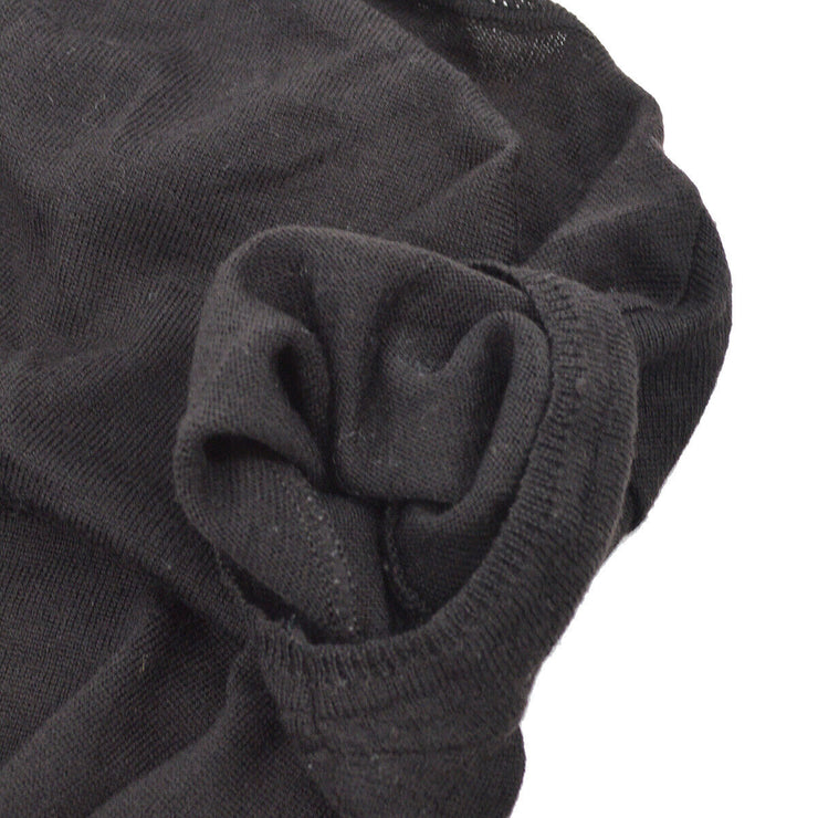CHANEL 01A #38 CC Round Neck Short Sleeve Knit Tops Black Y03189k