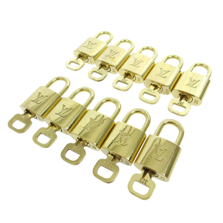 LOUIS VUITTON Padlock & Key Bag Accessories Charm 10 Piece Set Gold 34794