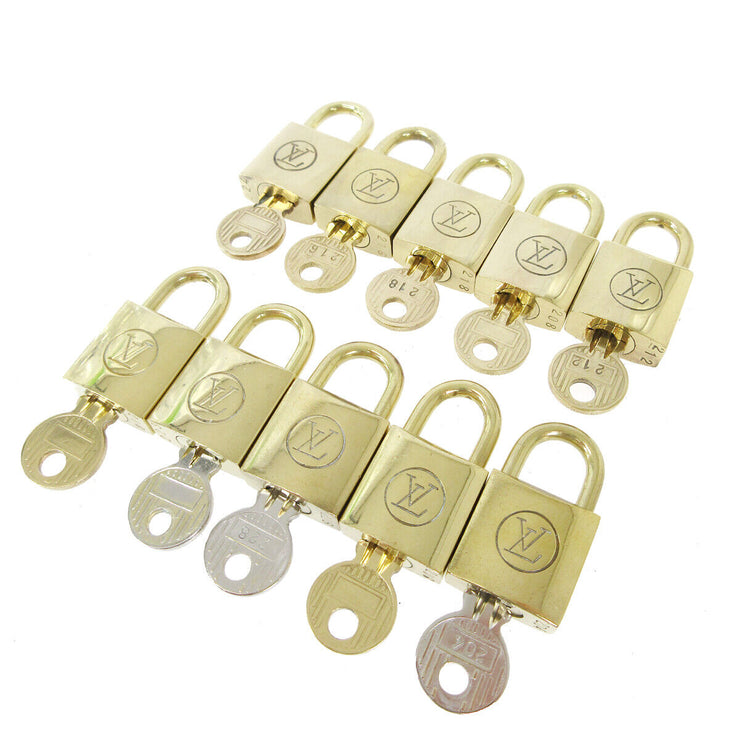 LOUIS VUITTON Padlock & Key Bag Accessories Charm 10 Piece Set Gold 32535