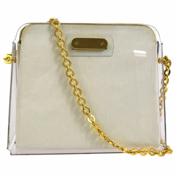 Salvatore Ferragamo Gancini Chain Shoulder Bag Clear Plastic GHW JT06172k