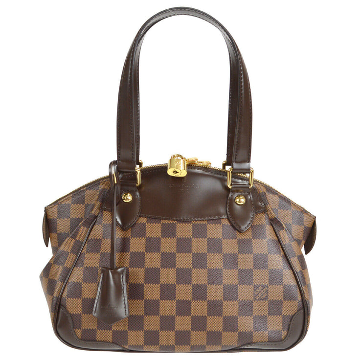 LOUIS VUITTON VERONA PM HAND BAG PURSE DAMIER EBENE N41117 93504