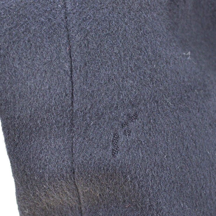 CHANEL CC Logos Button Long Sleeve Jacket Coat Navy Cashmere 03878