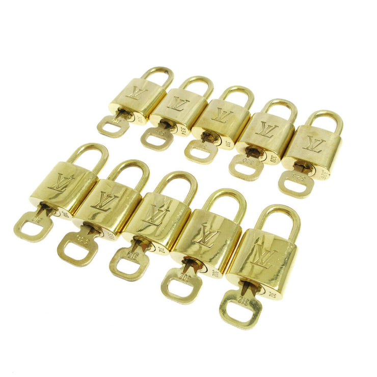 LOUIS VUITTON Padlock & Key Bag Accessories Charm 10 Piece Set Gold 33540